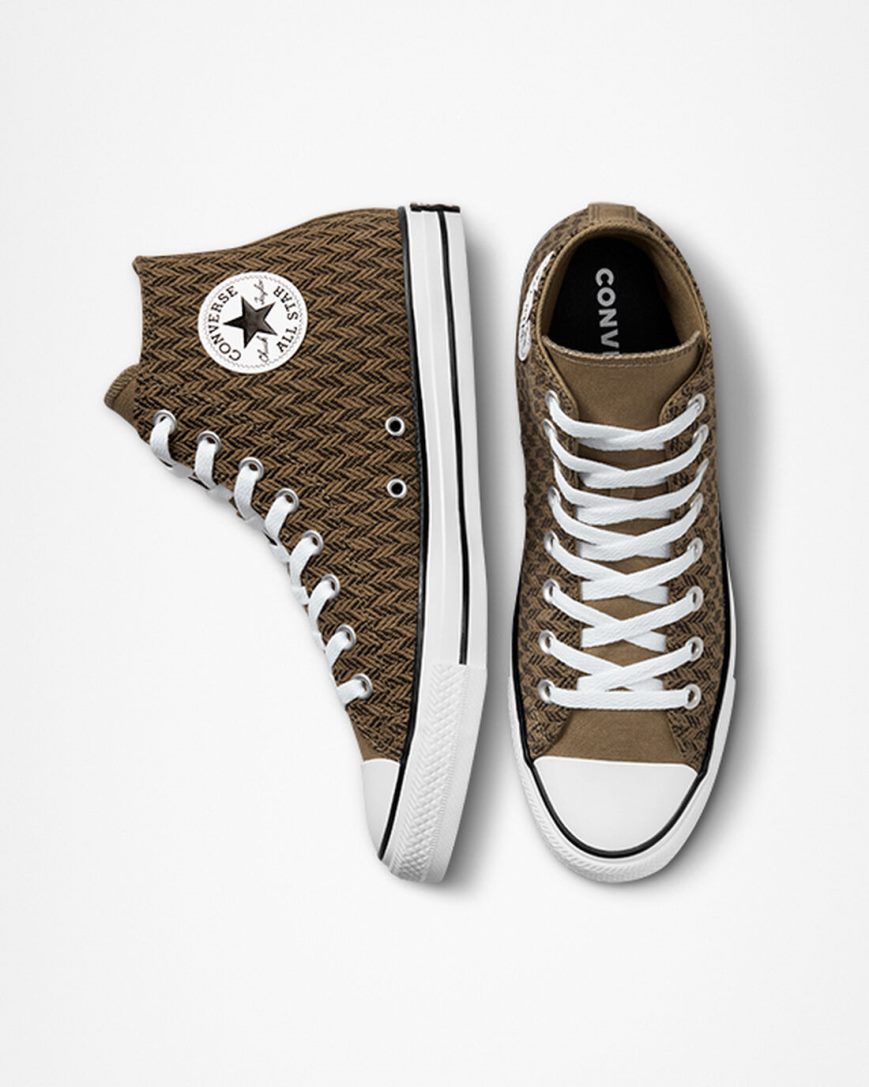 Women's Converse Chuck Taylor All Star Herringbone High Top Shoes Brown / White | AU 894C6J